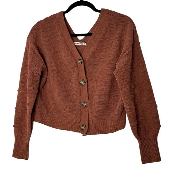 Anthropologie Moon & Madison Cardigan Women Large Knit Cropped Corpcore Academia - Picture 1 of 8